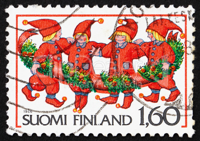 Postage stamp Finland 1986 Elves, Christmas