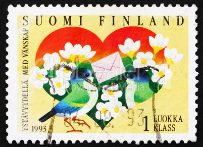 Postage stamp Finland 1993 Heart and Bird with Letter