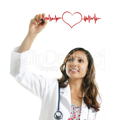Doctor drawing a heartbeat