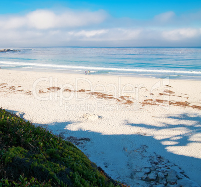 Blue Ocean landscape with white sand and