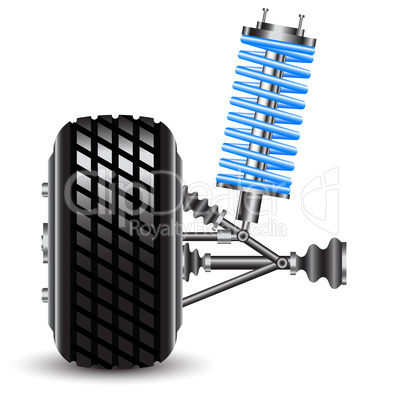 car suspension, frontal view.