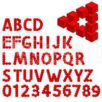 abstract optical illusion three dimension alphabet set.