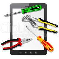 tablet PC computer  with tools