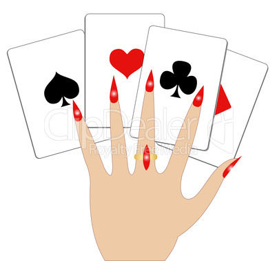 Hand with playing cards