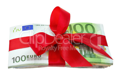 Stapel Euroscheine als Geschenk verziert