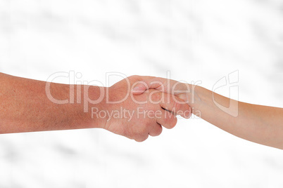 Man and woman shake hands
