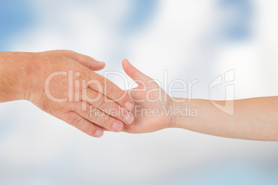 Man and woman shake hands