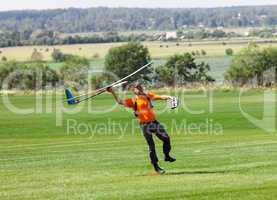 Man launches into the sky RC glider
