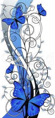 floral illustration with butterflies