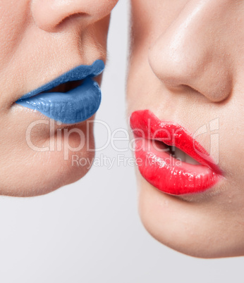 Red and blue lips