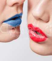Red and blue lips