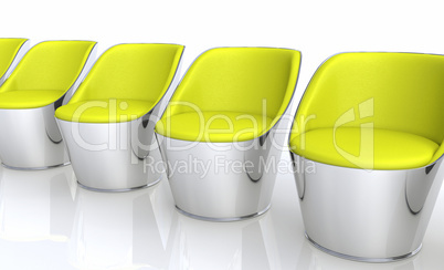 Clubchairs in a row - yellow silver