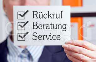 Rückruf - Beratung - Service