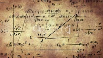math physics formulas on old paper loopable