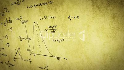 math physics formulas on old paper panning loop