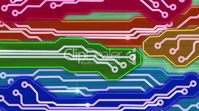 colorful waving electronic circuit plates loop