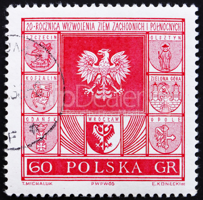 Postage stamp Poland 1965 Polish Eagle, Coat of Arms