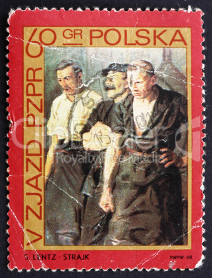 Postage stamp Poland 1968 Strikers by Stanislaw Lentz