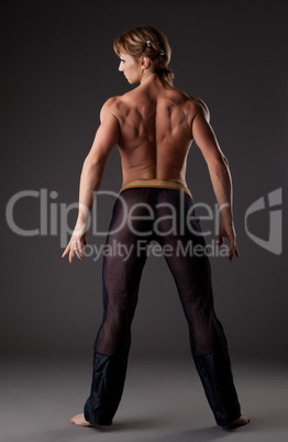 Heavy body builder woman portrait posing topless