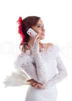 woman flamenco dancer call cell phone