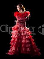 Passion woman flamenco dancer in red costume