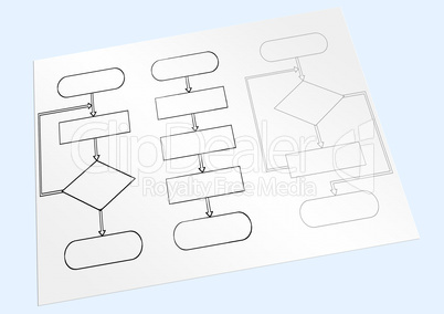 Paper sheet with the block diagrams