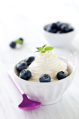 Vanilleeis mit Heidelbeeren / vanilla ice cream with blueberries