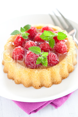 frisches Törtchen mit Himbeeren / fresh cake with raspberries