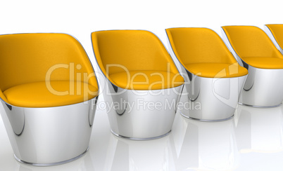 Clubchairs in a row - orange silver