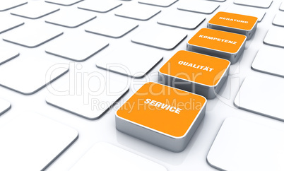 Quader Konzept Orange - Beratung Kompetenz Qualität Service 3