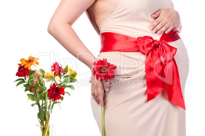 Pregnant Woman with Flowers