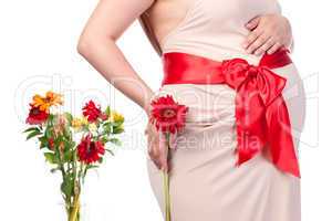 Pregnant Woman with Flowers