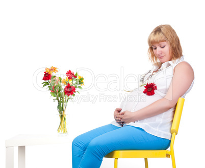 Pregnant Woman with Flowers