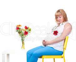 Pregnant Woman with Flowers