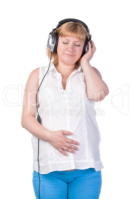 Pregnant Woman with Headphones