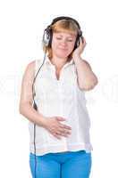 Pregnant Woman with Headphones