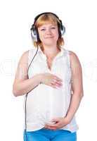 Pregnant Woman with Headphones