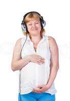 Pregnant Woman with Headphones