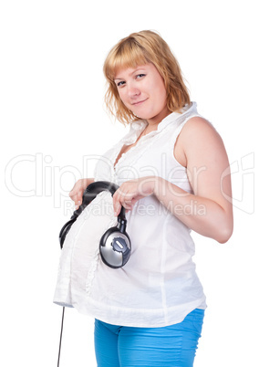 Pregnant Woman with Headphones