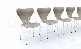 Designer Stuhlreihe - Beige Silber