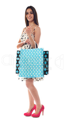 Glamorous female carrying shopping bags