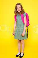 Full length portrait of cheerful school girl