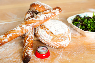 Closeup of baguettes and breads