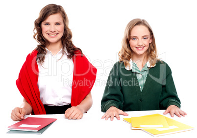 Portrait of teenager students with notebooks