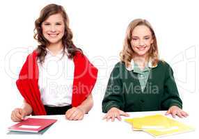 Portrait of teenager students with notebooks