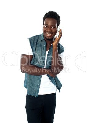 African teen boy enjoying music