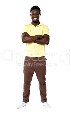 Full length portrait smiling african guy