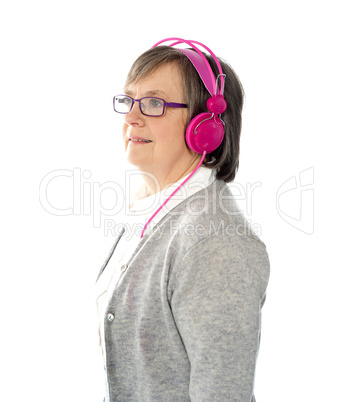 Aged female listening to music