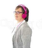 Aged female listening to music