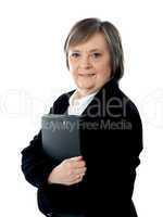 Business woman holding important documents